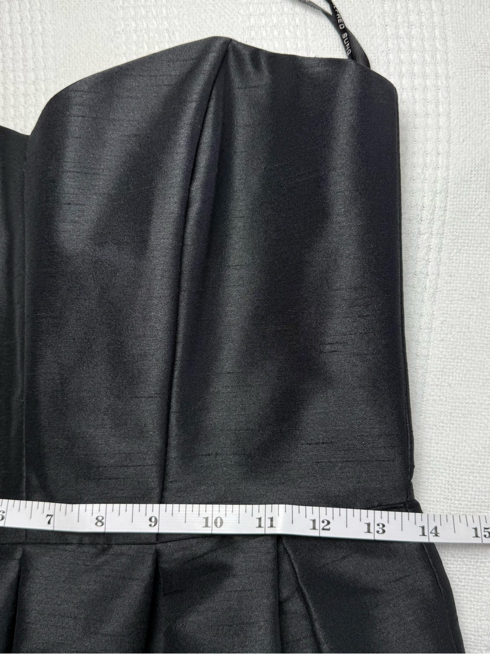Alfred Sung Strapless Taffeta Cocktail Dress with Pockets & Belt Black Sz 6 - Picture 10 of 11